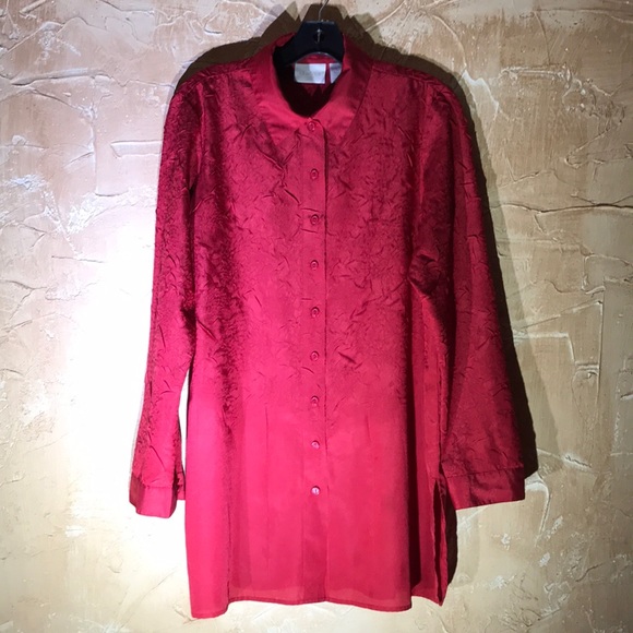 Chico’s Red Button Down Shirt Chico’s 2/Medium - Picture 1 of 8